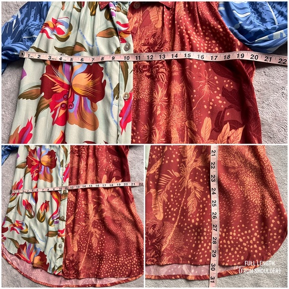 Soft Surroundings Hermosa Long Sleeve Button Floral Island Print Tunic Top Large - Picture 11 of 11